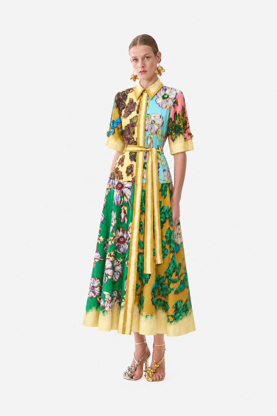 BAROQUE GARDEN BELTED MIDI DRESS