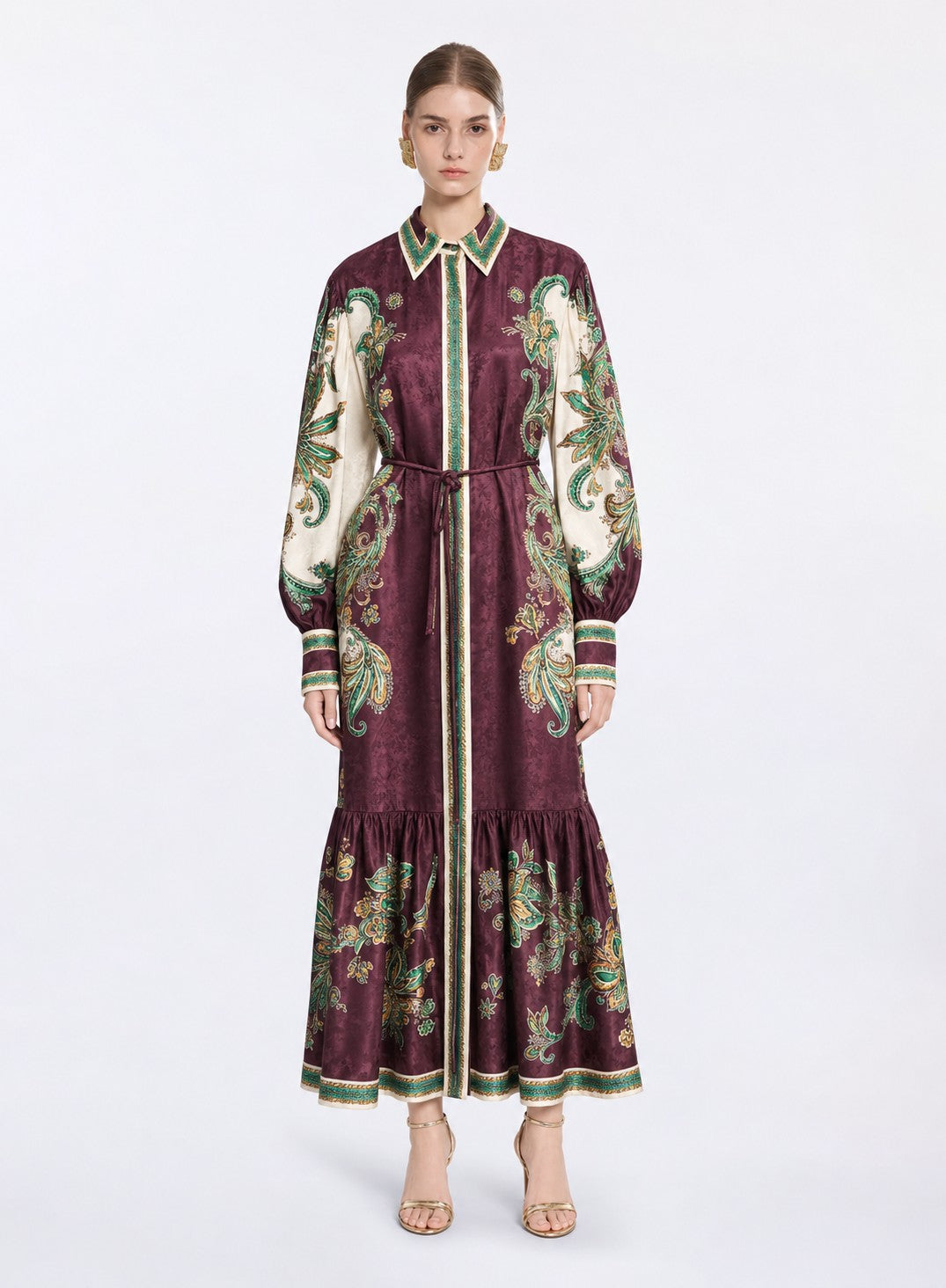 ROYAL GARDEN BAROQUE PRINT MAXI DRESS