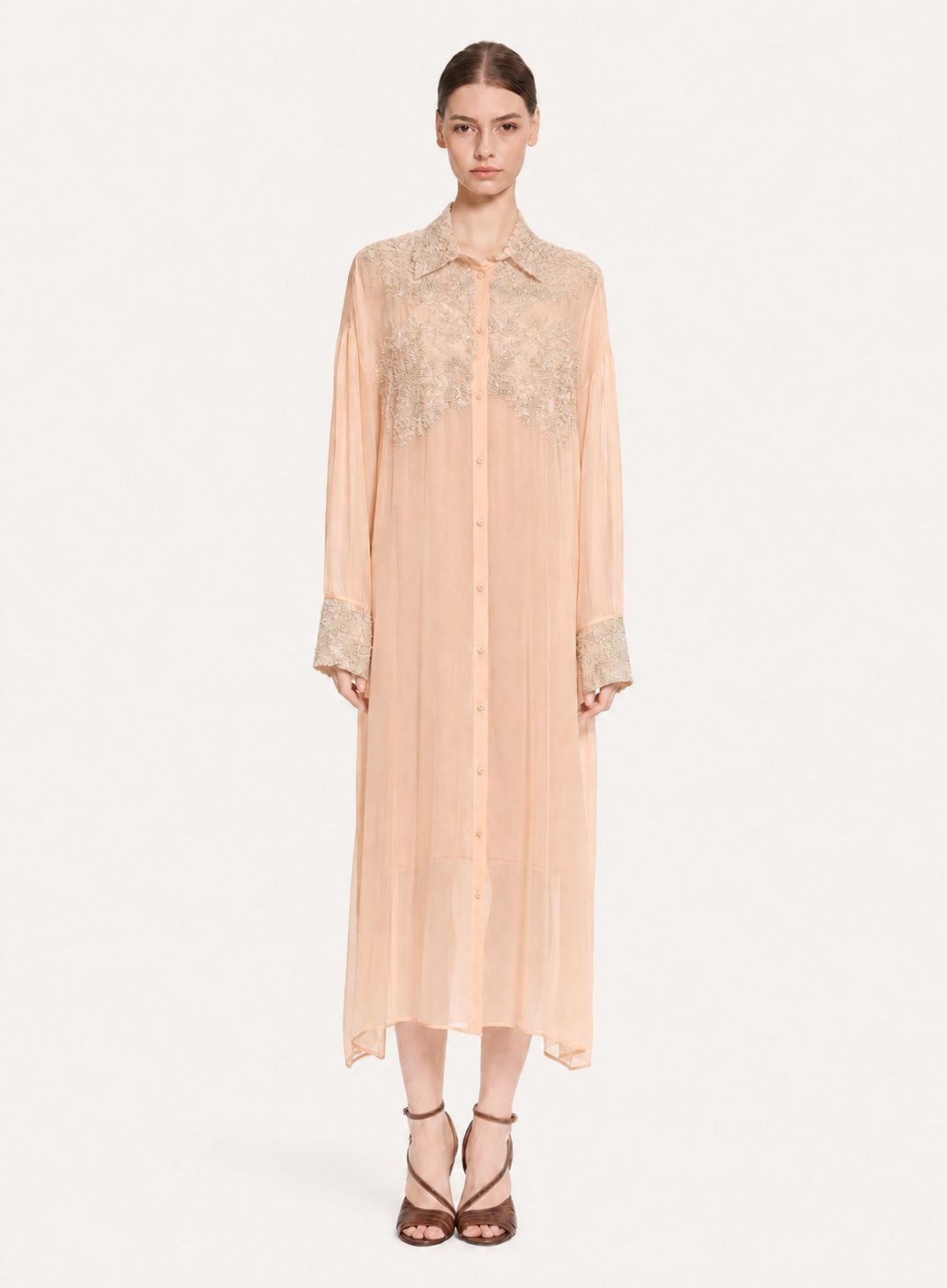 Silk Dress with Hand-Embroidered Beads
