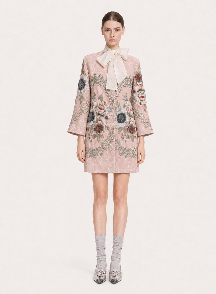 Hand-Beaded Baroque Jacquard Statement Jacket
