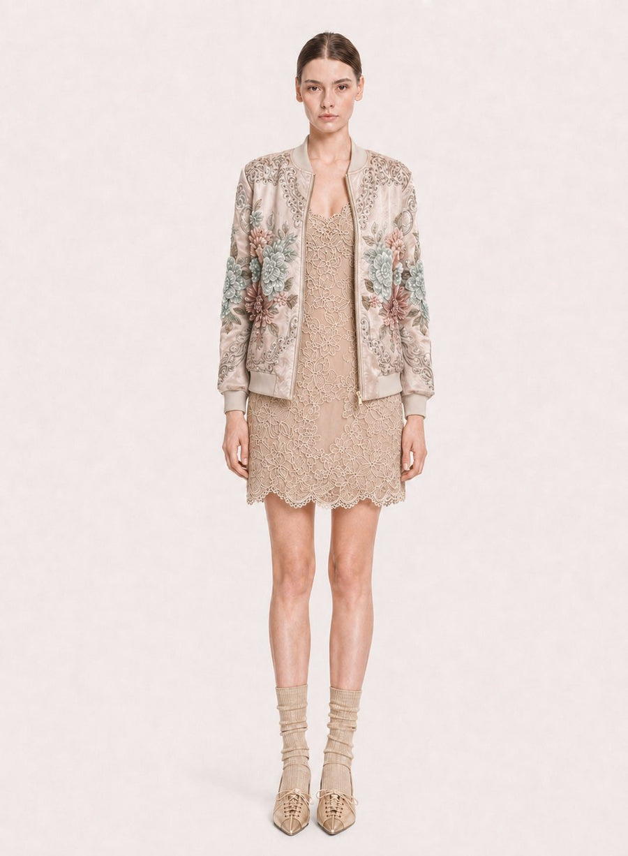 Baroque Court Jacquard Hand-Beaded Cropped Jacket
